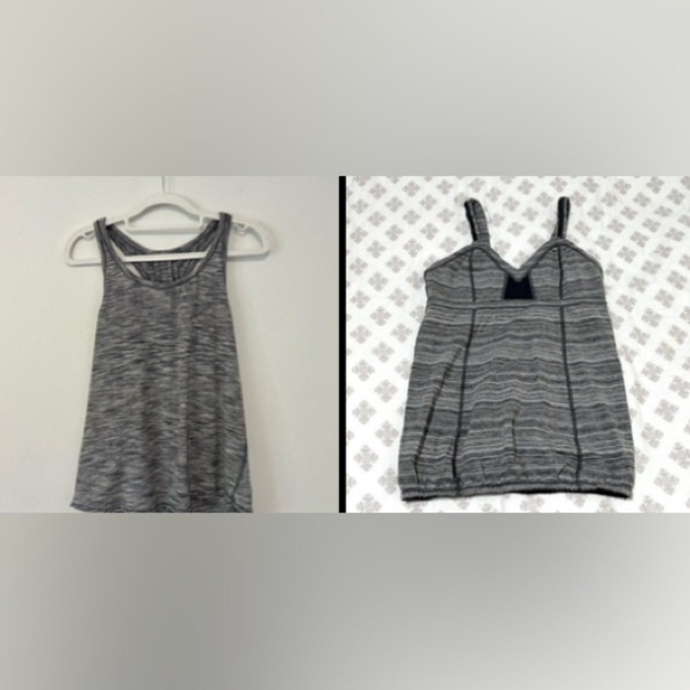 lululemon athletica Gray Striped Tank Top